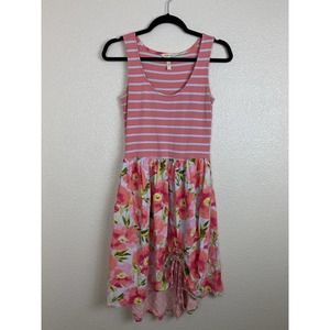 Matilda Jane Women's Macaron Dress Floral and Stripes Gathered Hem Size XS